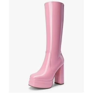 Women's Platform 9.5 Heeled Knee High Boots Long Chunky Tall Gogo Boots for Fall